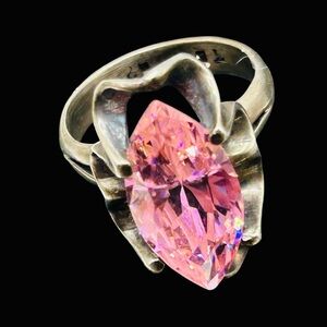 Vintage 1980’s Pink Ice CZ Sterling Mexico Ring